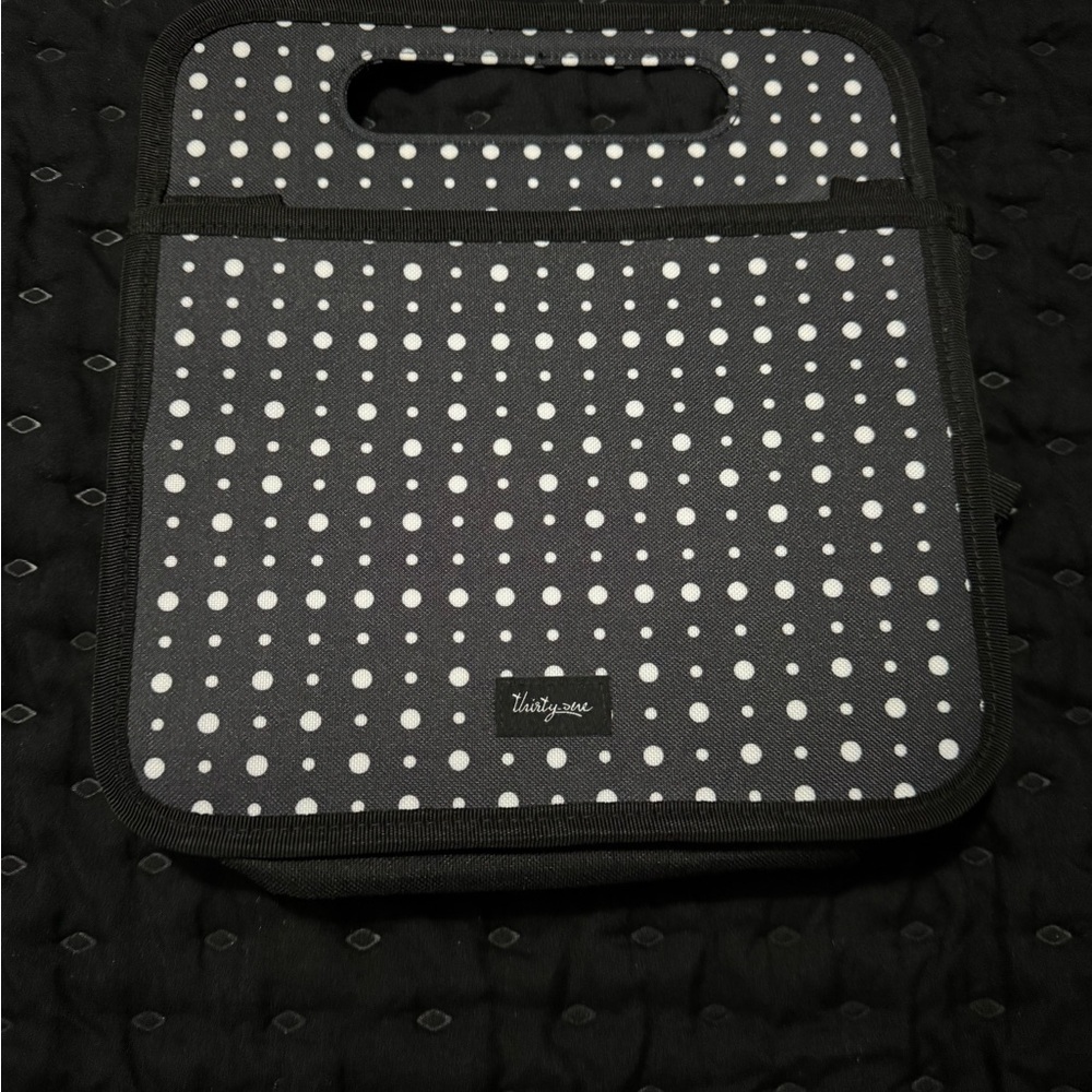 Thirty One Black and White Polka Dot Tote